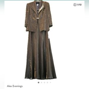 Alex Evenings Paisley Jacket in Brown and Gold